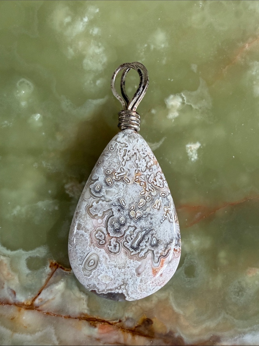 Teardrop Mexican Crazy Lace Agate Pendant - NWOT